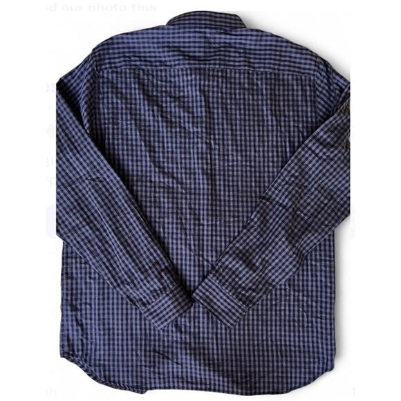 Theory Mens Shirt XL Kale Gray & Black Plaid Cotton Long Sleeve Button Up - Picture 3 of 4